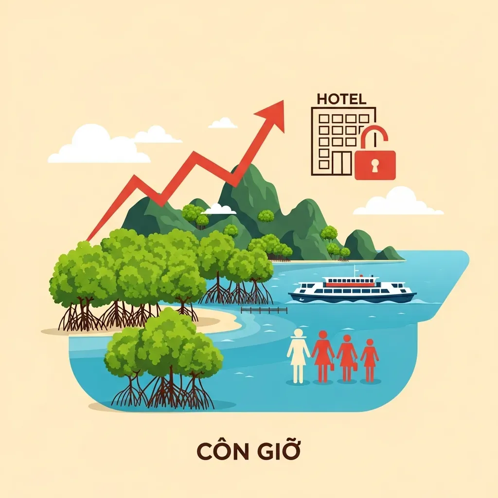 Biểu đồ minh họa thị trường khách sạn Cần Giờ với nhu cầu cao và nguồn cung hạn chế.