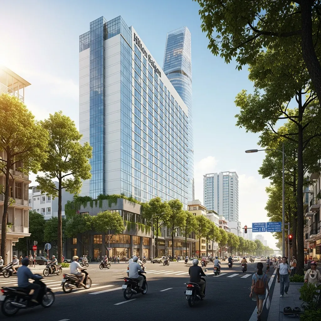 Khách sạn Hilton Sài Gòn nhìn từ Công trường Mê Linh