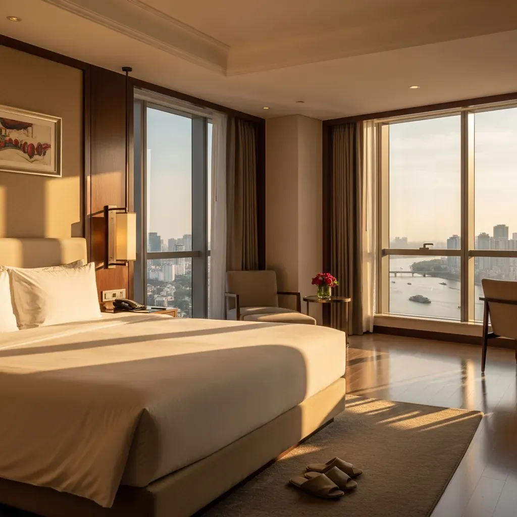 Phòng Deluxe Corner Suite River View sang trọng tại Hilton Sài Gòn