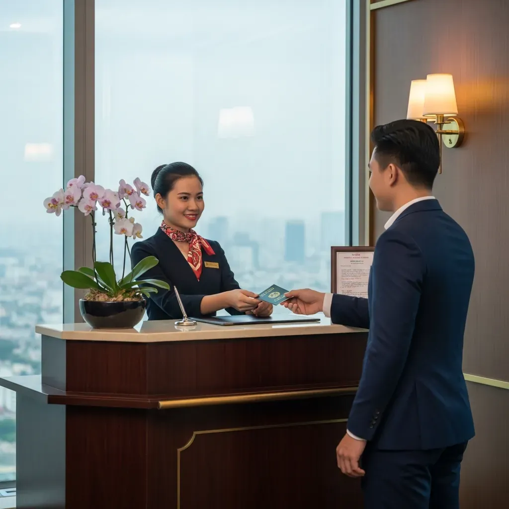 Quầy check-in riêng dành cho khách ưu tú tại tầng 34