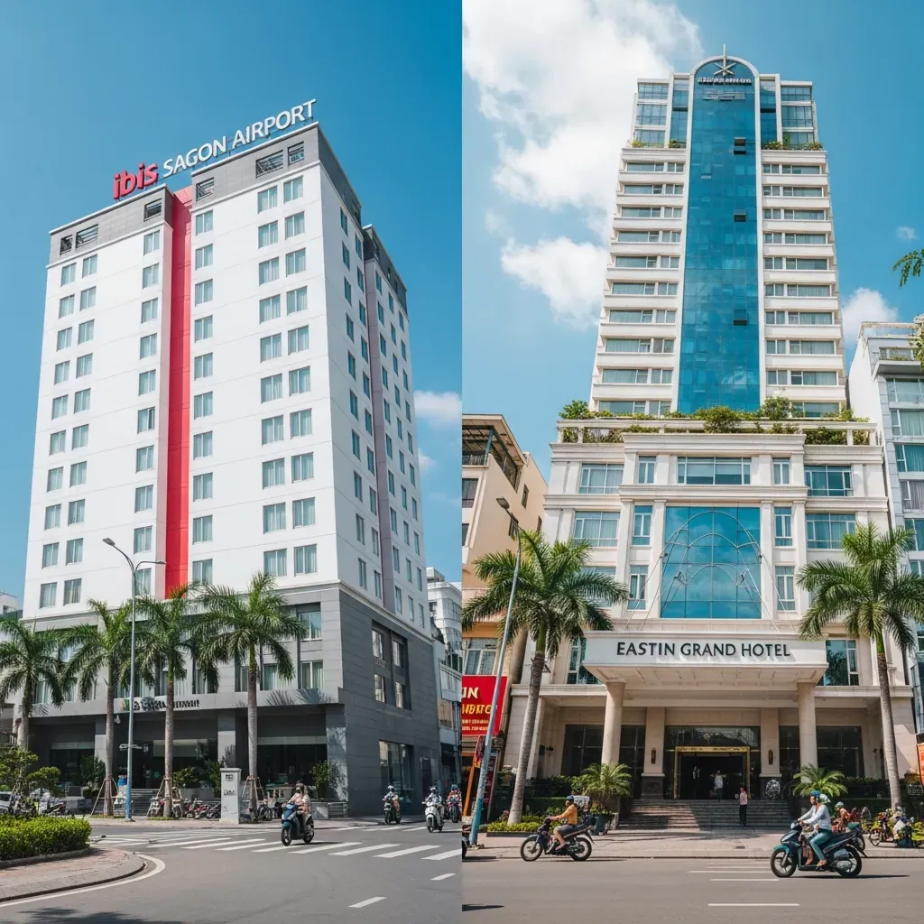 Hai khách sạn dự phòng Ibis Saigon Airport và Eastin Grand Hotel Saigon.