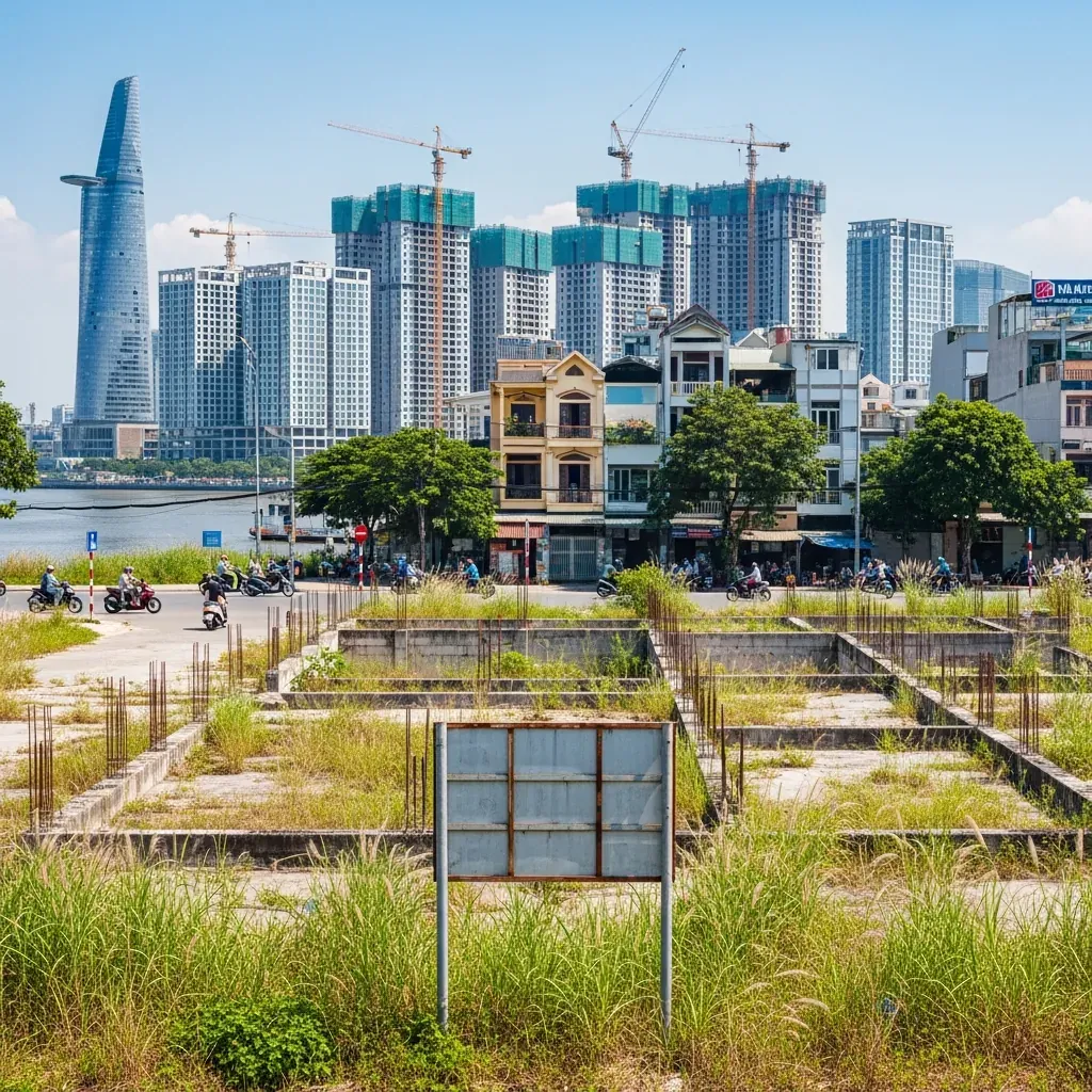 Quận 4 trong tương lai: chung cư cao tầng mọc lên, còn dự án đình trệ bị bỏ hoang.