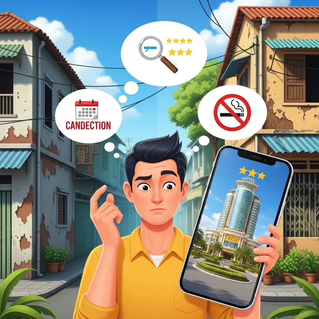 Người đàn ông thất vọng khi thấy khách sạn không giống ảnh