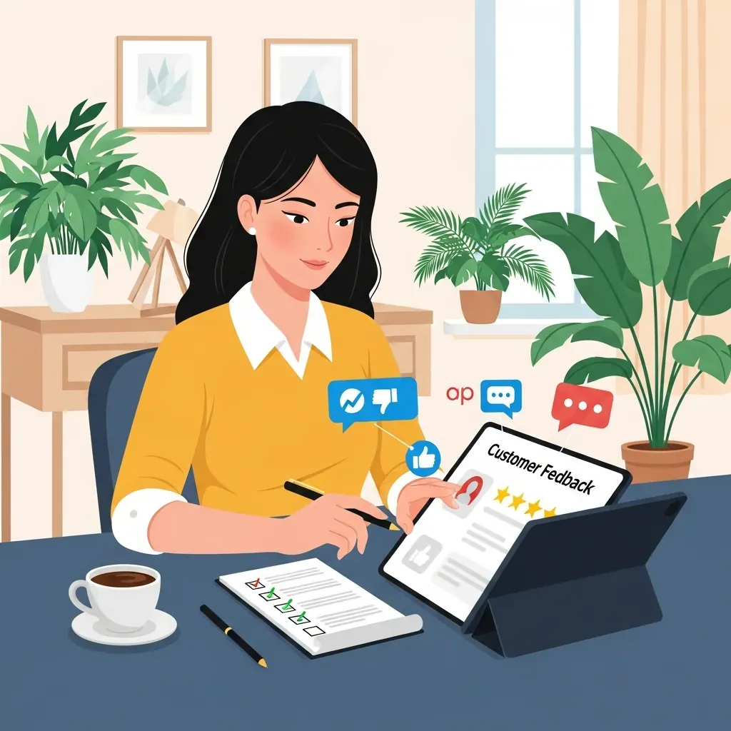 Người phụ nữ kiểm tra đánh giá khách sạn trên máy tính bảng