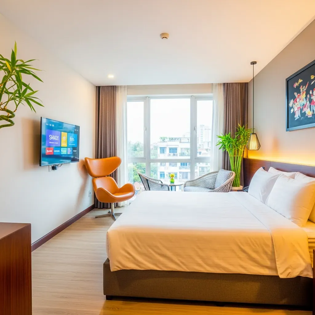 Phòng khách sạn sạch sẽ với tiện nghi hiện đại