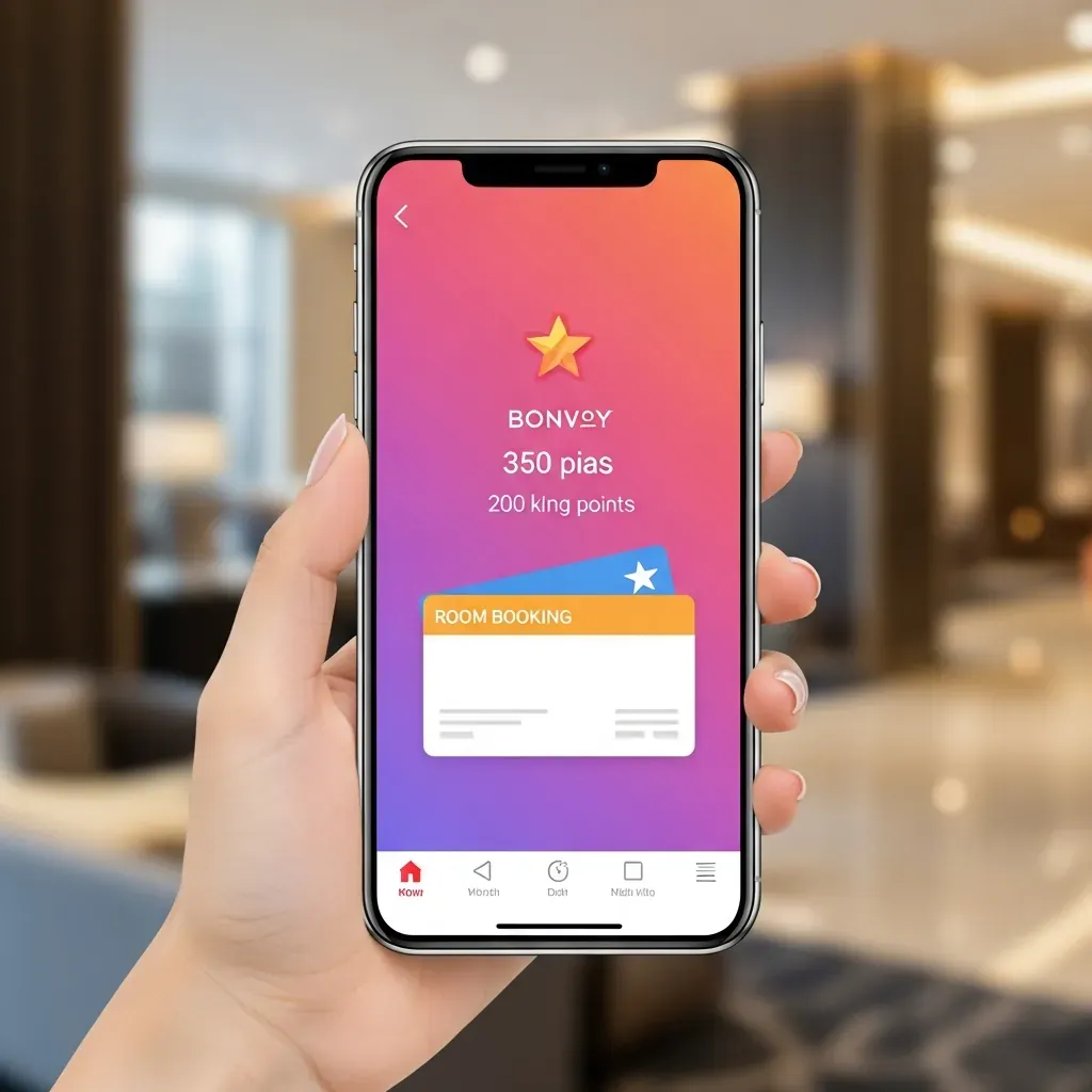 Sử dụng ứng dụng Marriott Bonvoy trên điện thoại để kiểm tra điểm thưởng.