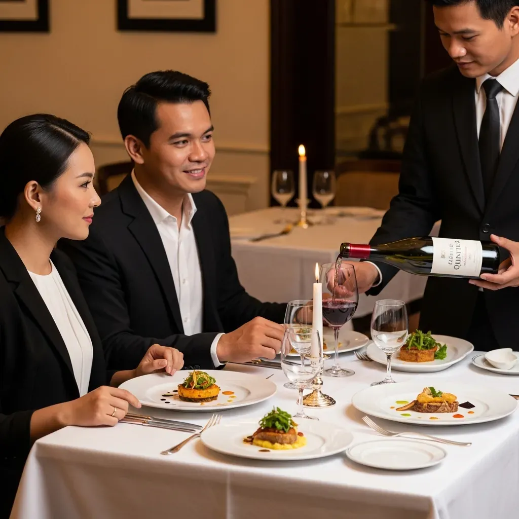 Bữa tối lãng mạn của cặp đôi người Việt tại nhà hàng LE17 Bistro.