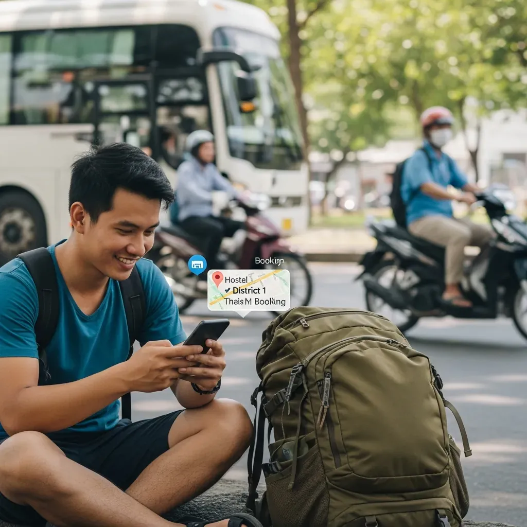 Du khách vui mừng khi đặt được giường dorm phút chót ngay trên ứng dụng.