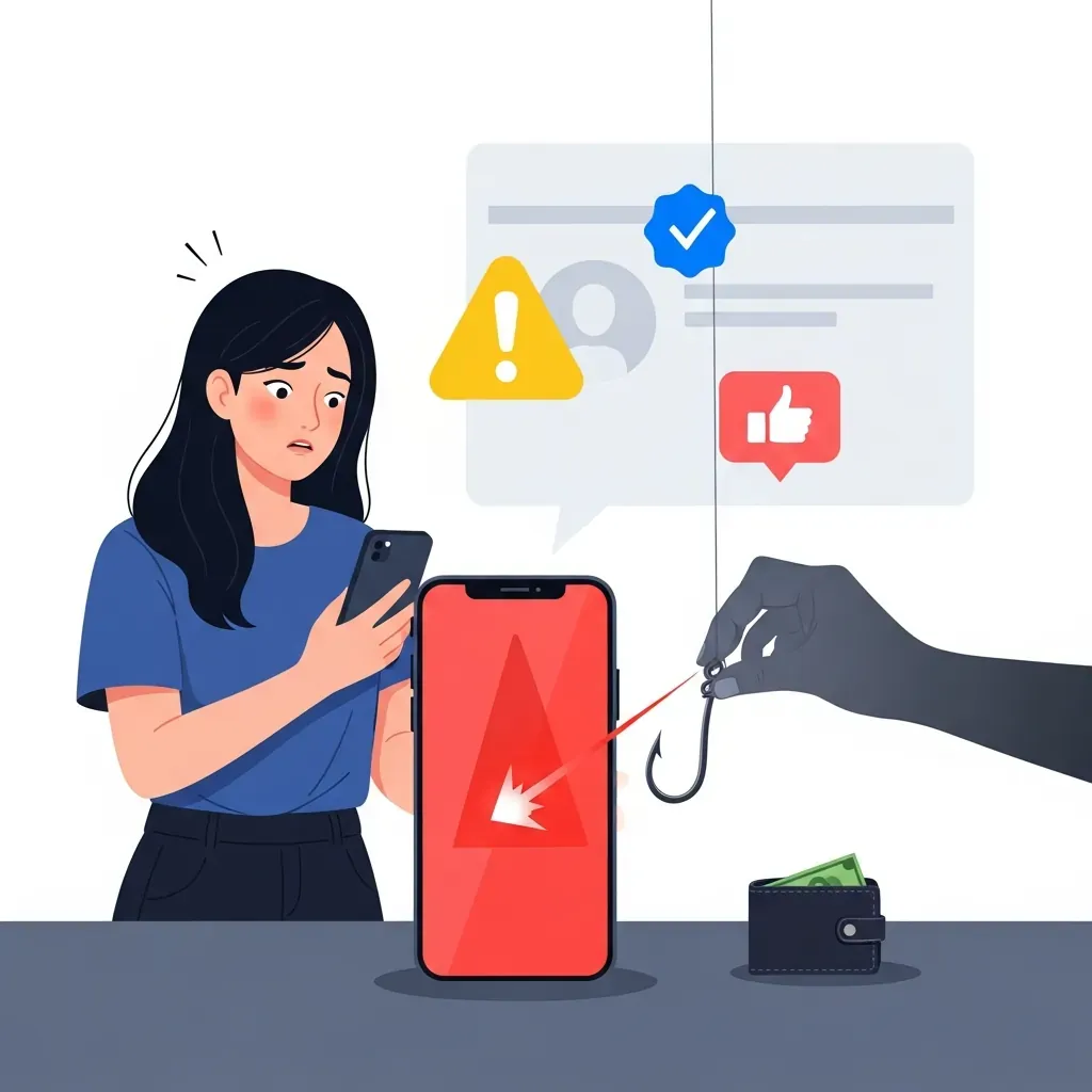 Hình minh họa cảnh báo lừa đảo đặt cọc qua mạng xã hội.