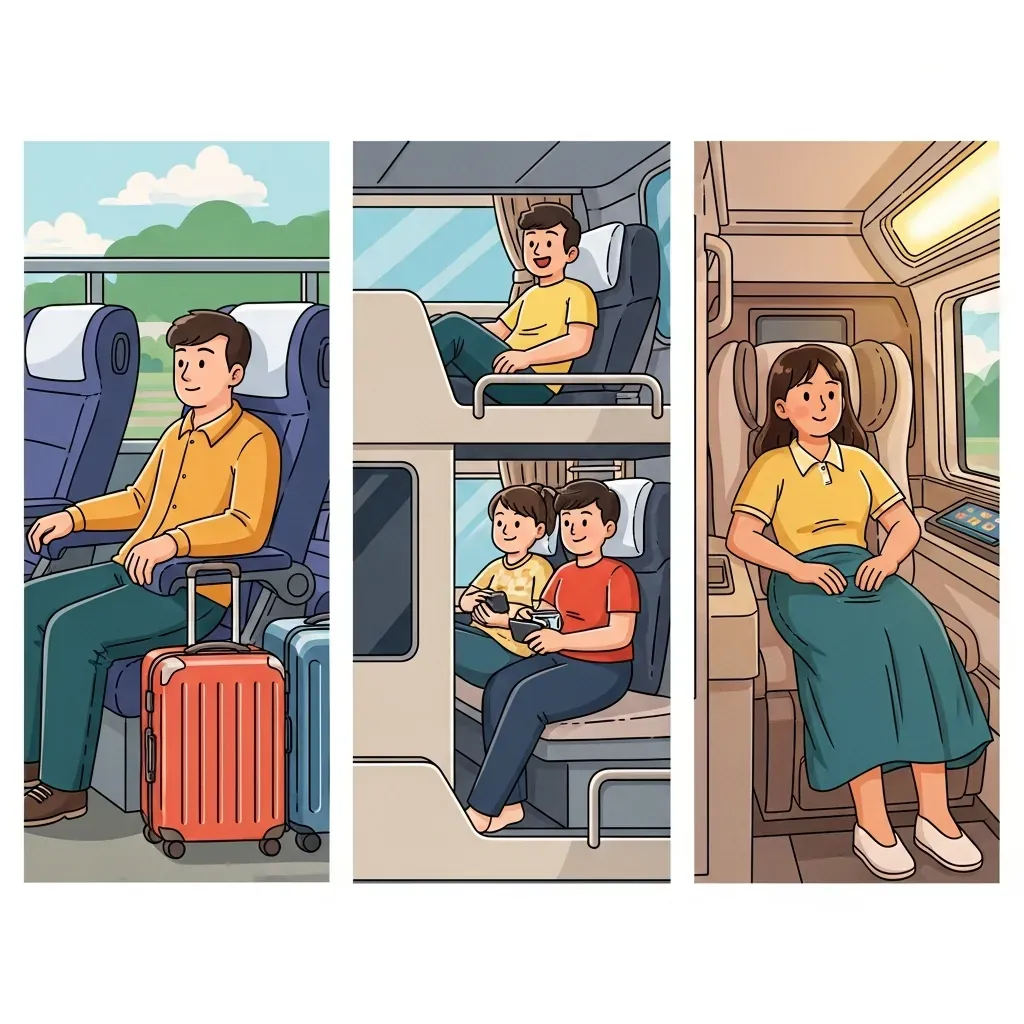 Ba nhóm hành khách tiết kiệm, cân bằng và cao cấp với các loại xe tương ứng.