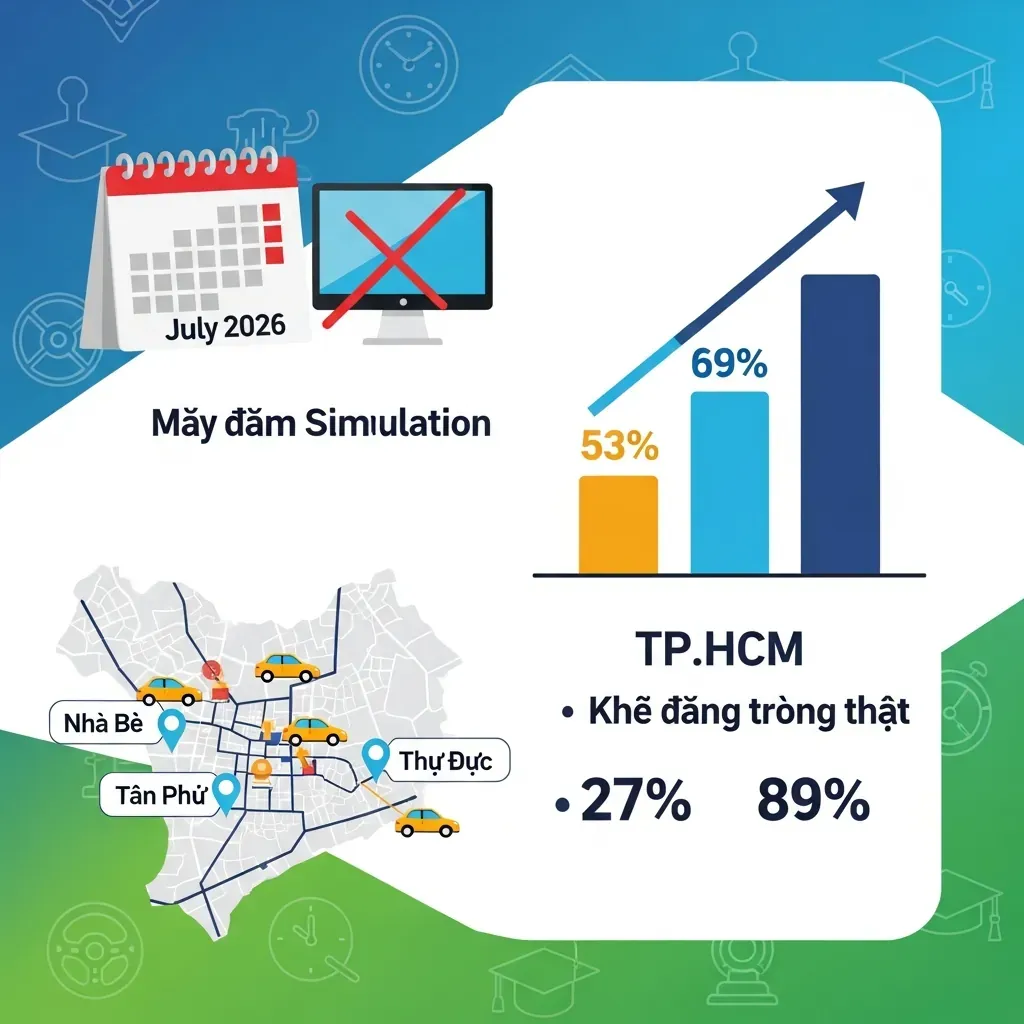 Biểu đồ xu hướng sát hạch lái xe từ 2025–2026 tại TP.HCM.