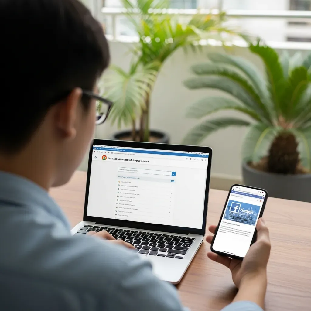 Người dùng tra cứu giấy phép trung tâm trên máy tính và điện thoại.